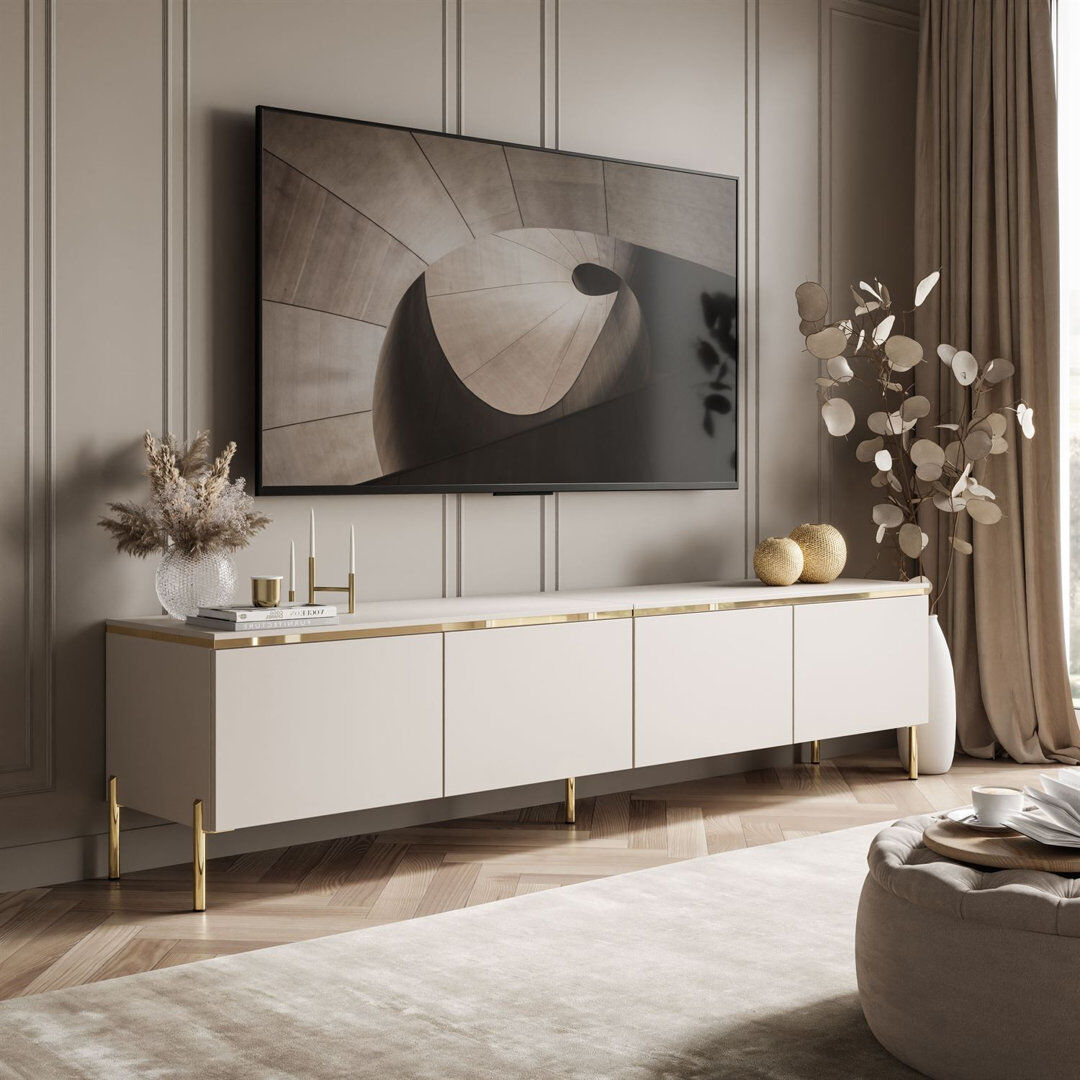 Canora Grey Bethsaida Cashmere TV Stand 200cm with Gold Legs Cashmere 65"