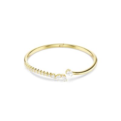 Armspange SWAROVSKI "Schmuck Geschenk MESMERA Armreif" Gr. L, gold (gelbgoldfarben, kristallweiß, kristallweiß), Armbänder, Damen, L, Metall, Armspange, mit Swarovski Kristall, Zirkonia (synth.)