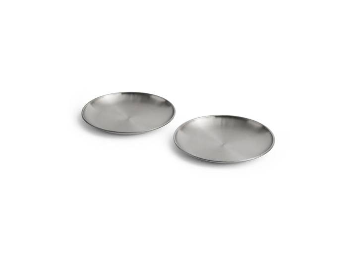 HAY Assiette Outdoor Market Acier inoxydable, Ø20 cm, lot de 2