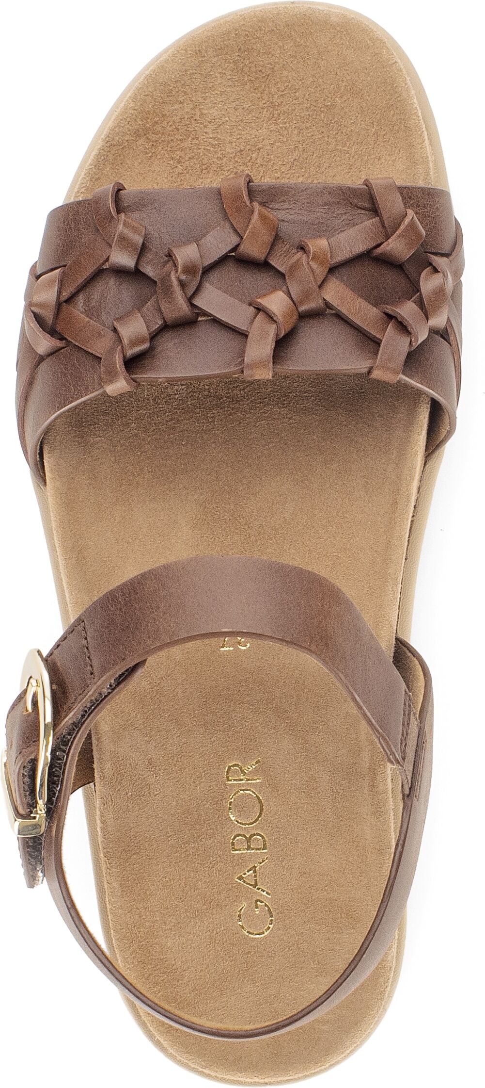Riemchensandale GABOR, Damen, Gr. 36, Leder, braun (dunkelbraun), Glattleder, Flechtoptik, unifarben, Schuhe Riemchensandale, Sandalette, Sommerschuh mit aufwendigen Details dunkelbraun 36, Leder