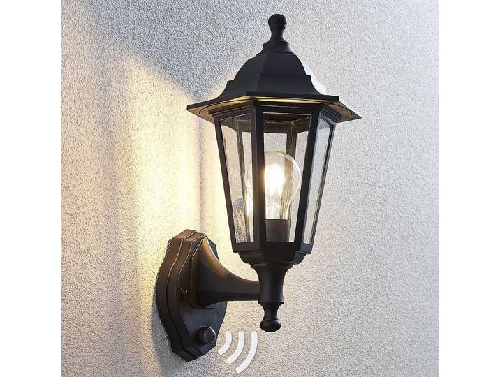 Applique d'extérieur Nane avec capteur, noire - Lindby - Balcon - Ancien - Plastique - À ampoule unique