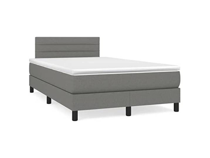 PUGYNBK Boxspringbett, 120 x 200 cm, mit Matratze, Dunkelgrau Verstellbares Kopfteil, Taschenfederkerne, mittlere Festigkeit, atmungsaktives Gewebe