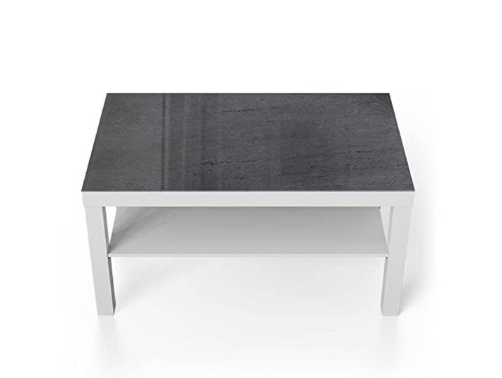 DEQORI Glastisch weiß groß 90x50 cm Motiv Schiefertafel Stein-Optik ausgefallener Beistelltisch aus Glas Hochglanz Couchtisch fürs Wohnzimmer moderner Couch Tisch mit Design