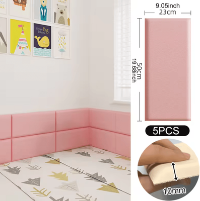 Inspire Curations 3D Soft Leather Peel And Stick Wall Panels Padded Headboard Tiles pink 5pcs