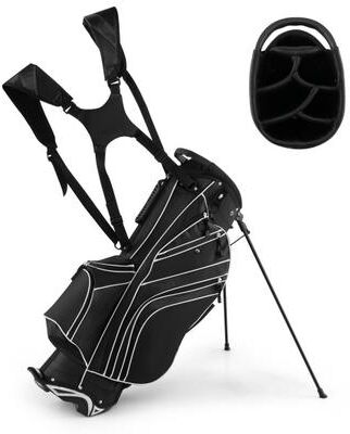 Costway Golf Stand Cart Bag with 6-Way Divider Carry Pockets-Black