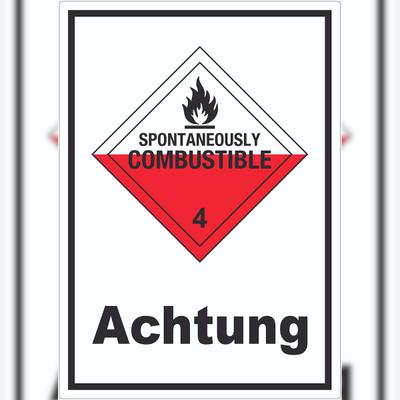 HB-Druck Aufkleber Selbstentzündliche Stoffe Achtung Spotaneously Combustible A6 (105x148mm)