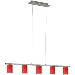 Hänge Leuchte Glas rot Chrom Diele Wohnzimmer G9 Beleuchtung 5-flammig Eglo 88547 DRESS