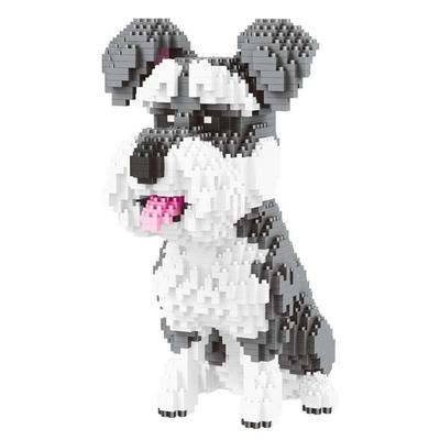 BALODY Hund: Schnauzer, DIY Bausatz aus Miniblocks, 2100 Klemmbausteine