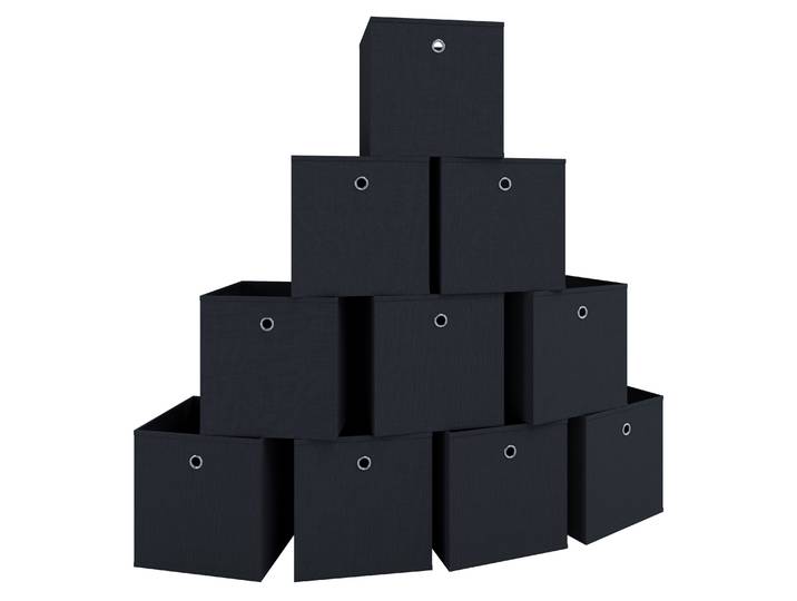 Faltbox VCM 10er Set Faltbox Klappbox Aufbewahrungsbox Boxas , schwarz, B:27cm T:27cm, Aufbewahrungsboxen, Faltbox