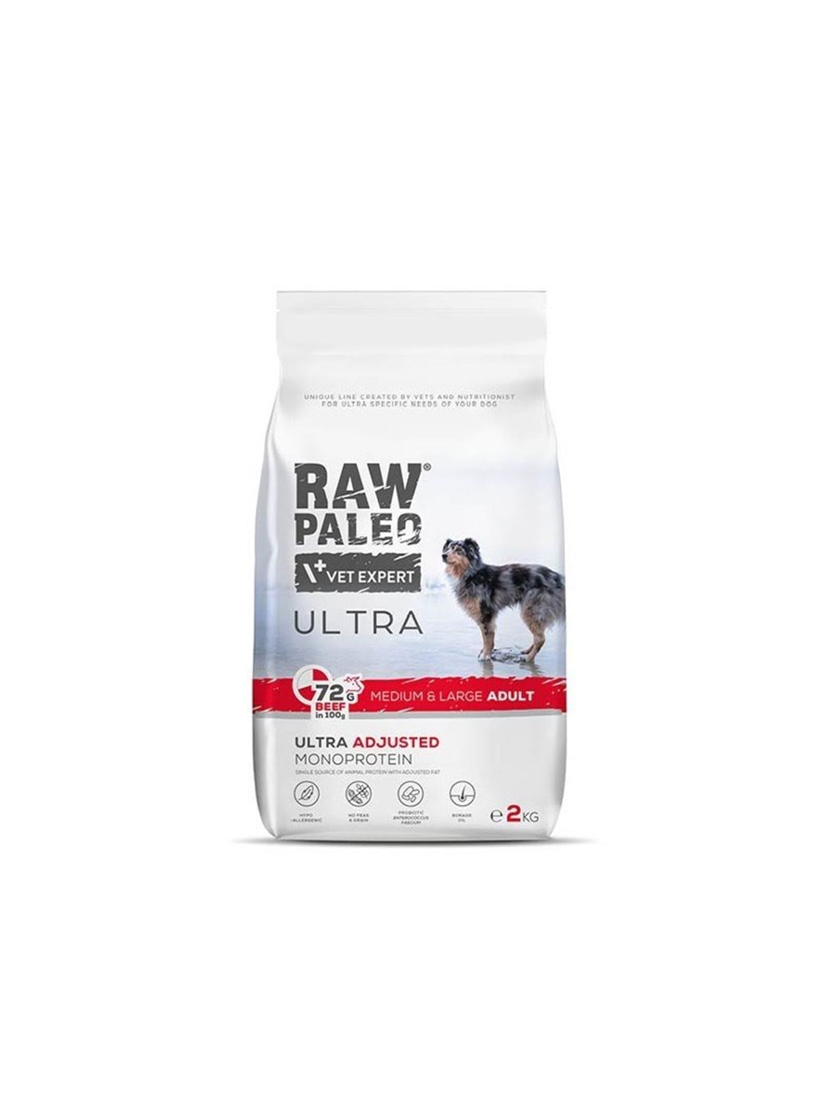 VetExpert Raw Paleo Ultra Medium&Large Adult Rind - Trockenfutter für Hunde - 10kg