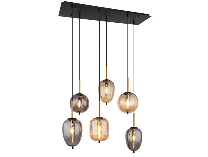 6-lichts hanglamp Blacky zwart Globo - 15345-6A