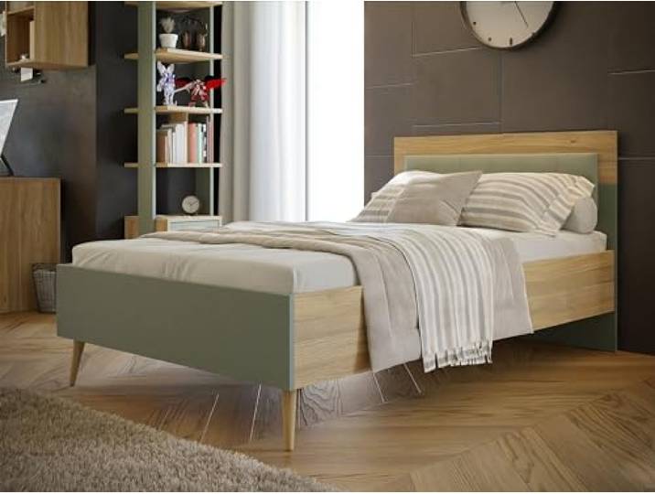 möbelando Bettgestell >Whenua< in Natural Eiche - 127,4x99,5x206,8cm (BxHxT)