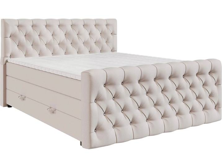 Boxspringbett KINGDOM beige 160x200cm halbfest