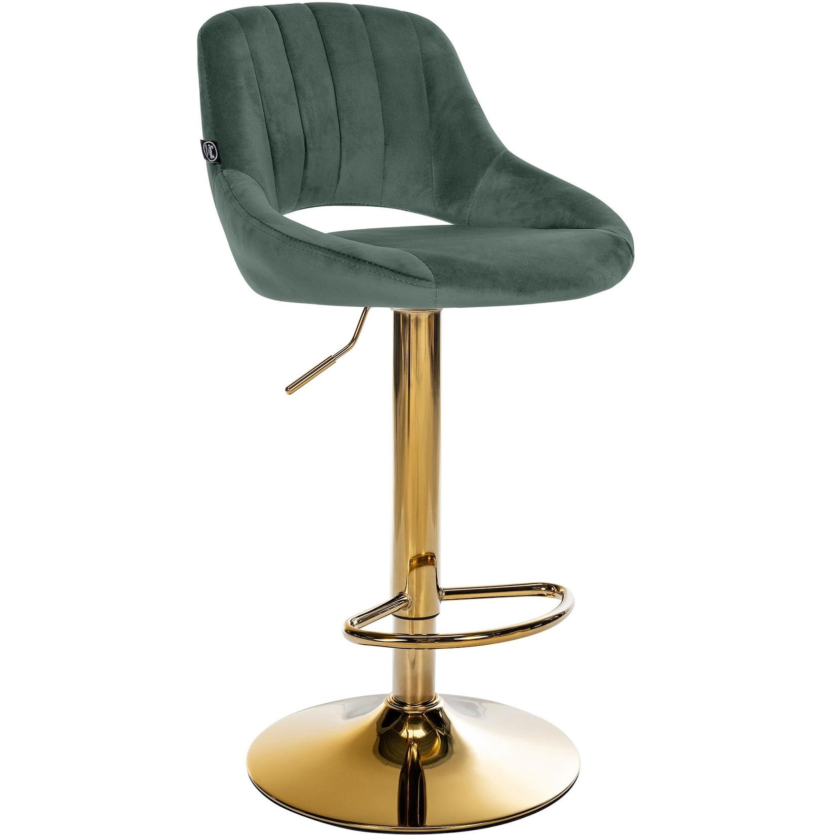 CLP Barhocker Milet Samt gold - Farbe: grün, Gestellfarbe: gold