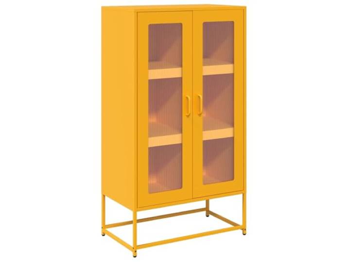HGFDVCMR Highboard Senfgelb 68x39x123 cm Metall Schrank mit Türen Stabiler Metallschrank aus kaltgewalztem Stahl für Esszimmer und Flur, bietet viel Stauraum hinter flexiblen Türen.