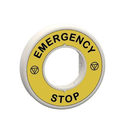 Schneider Electric ZBY9W3B330 ZBY9W3B330 Schildträger (Ø) 60 mm EMERGENCY STOP Gelb, Grau 1 St.
