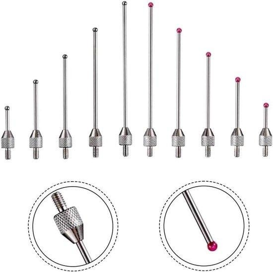 Micrometer Sonde Verlengstang Meetpunt met M1.4 Schroefdraad en Stalen Slijtvast Punt - Zilver