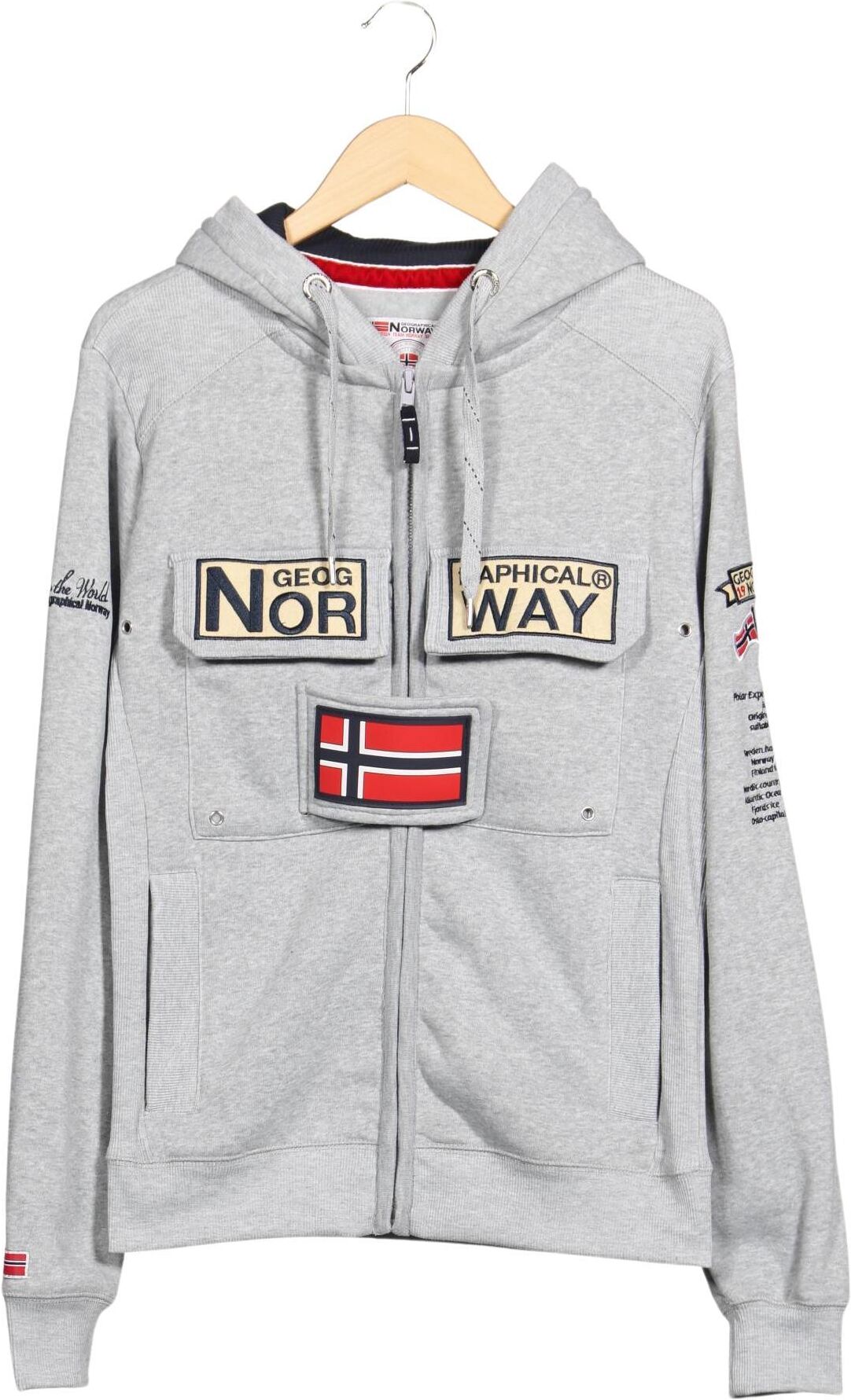 Geographical Norway Damen Kapuzenpullover, Grau, Gr. M, Synthetik - Second Hand