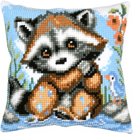Kreuzstichkissen "Waschbär"