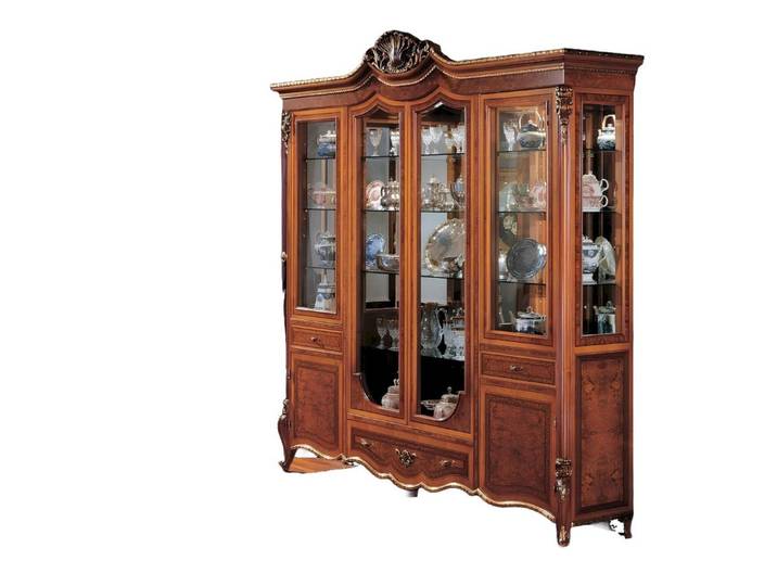Xlmoebel Vitrine Luxus-Vitrine aus Holz in Braun mit viel Stauraum für Ihr Wohnzimmer (Vitrine) Hergestellt in Europa