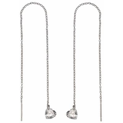 Paar Ohrhänger FIRETTI "Schmuck Geschenk Silber 925 Ohrschmuck Durchzieher Herzen Glitzer", silber (silber, 925, kristallweiß), Ohrringe, Damen, Silber 925 (Sterlingsilber), mit Zirkonia (synth.)