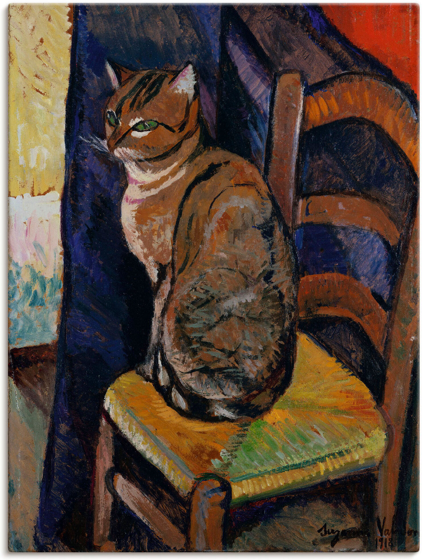 Wandbild ARTLAND "Skizze Stuhl sitzende Katze.", bunt (farbe bild(er): bunt), B:60cm H:80cm, Bilder, Wandbild, als Leinwandbild, Poster in verschied. Grössen farbe bild(er): bunt B/H/T: 60cm x 80cm, Leinwandbild Haustiere, 1 Stk.