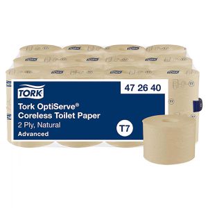 Tork Toilettenpapier OptiServe Coreless, 472640, T7, 2-lagig, Recyclingpapier, 820 Blatt, 24 Rollen