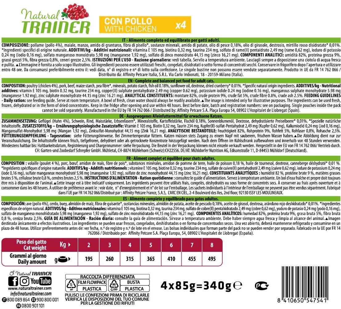 Natural Trainer Cat Busta Multipack 4x85G POLLO