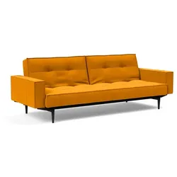 INNOVATION LIVING Schlafsofa mit Armlehnen Splitback Styletto schwarz Stoff Gelb Curry
