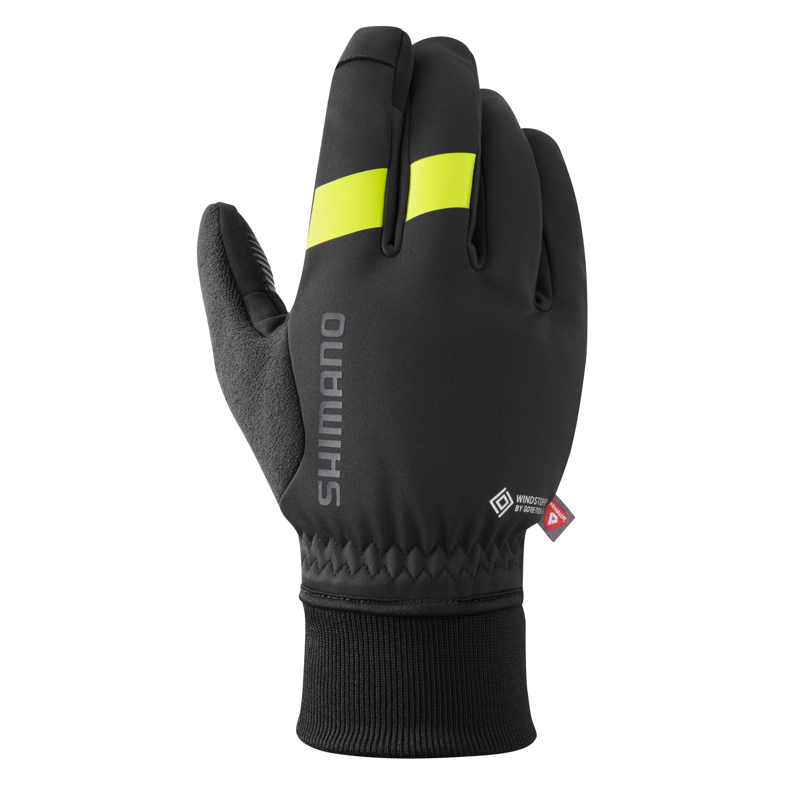 Shimano Fahrrad-Handschuhe WINDSTOPPER Primaloft, schwarz-gelb (S) (ECWGLBWXS25ML2504)