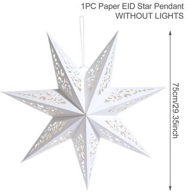 Inspire Select Hollow Star Hanging Pendant Eid Mubarak Ramadan Kareem Paperboard Hanging Decoration For Islamic Party & Christmas 4
