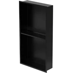 LuxeBath Doppel-Wandnische Edelstahl 30 × 60 × 10 cm Schwarz – Duschnische mit Rahmen, befliesbares Einbauregal, Doppelfach Duschablage Badezimmer