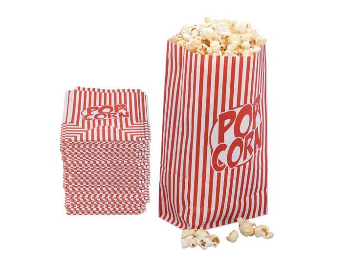 Relaxdays Sachets de pop corn rouge blanc 288 pces