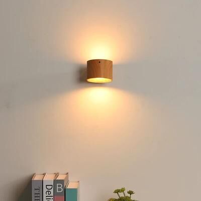 Uplift Picks Double Head Rechargeable LED Wall Lamp With Remote And Touch Control wooden