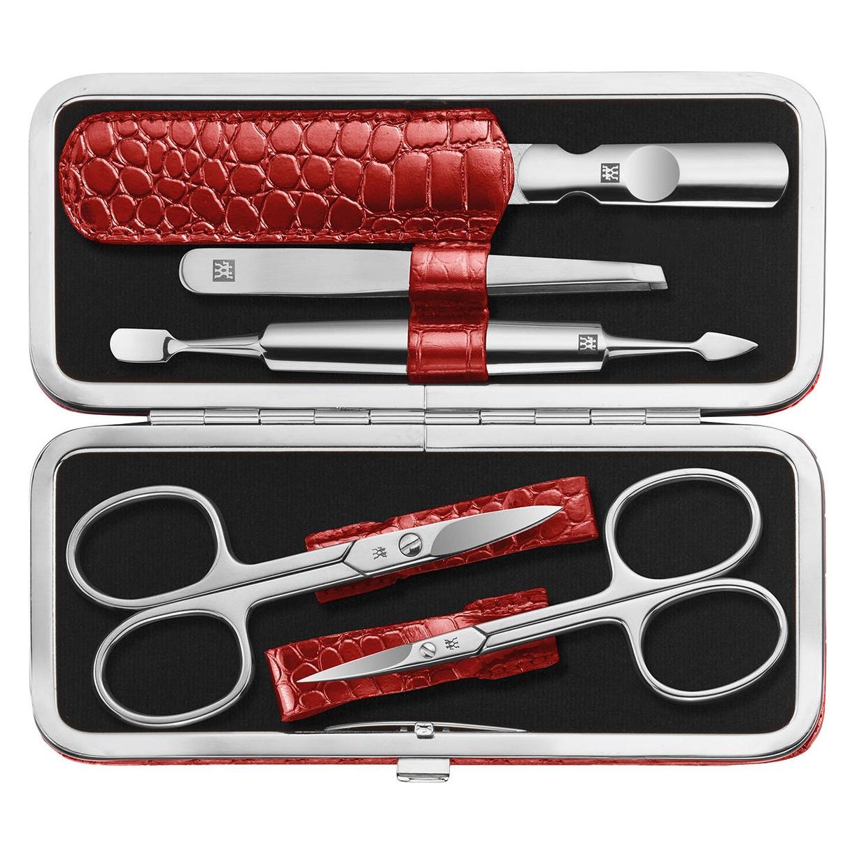 Zwilling Classic Inox Rahmenetui, 5-tlg | Rindleder | Rot (97653-003-0)