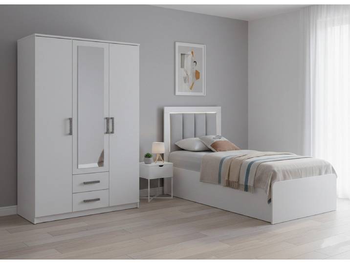 JVmoebel Schlafzimmer-Set Modernes 2-teiliges Jugendzimmer-Set: Bett und Kleiderschrank, (2-tlg), Made in Europa