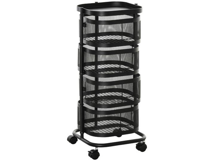 Homcom Servierwagen Stahl Schwarz, Metall, 33x77x33 cm, Esszimmer, Servierwagen
