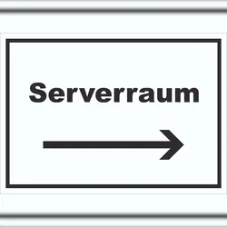 HB-Druck Serverraum Schild mit Text und Richtungspfeil rechts Computer IT PC waagerecht A6 (105x148mm)