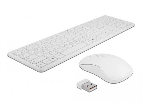 Delock 12703 Kabellos Maus, Tastatur Integriertes Scrollrad, Maustasten, mit numerischer Tastatur, Wiederaufladbar Deutsch