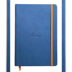 Rhodiarama Notizbuch A5, fester Einband, 96 Blatt blanko, Papier elfenbein 90g, mit Gummizugverschluss - Saphir 118748C