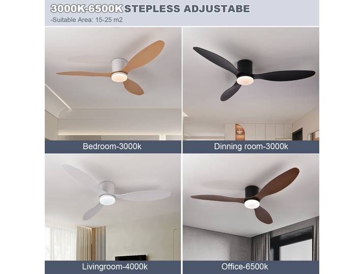 52 pouces moderne noir blanc bas plancher DC ventilateurs de plafond avec télécommande Simple ventilateur de plafond lumière ventilateur de maison