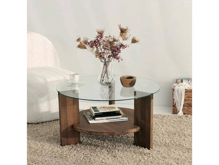 Dmora Couchtisch Alnitak 75x75x40 cm Braun mit Zeitungsablage