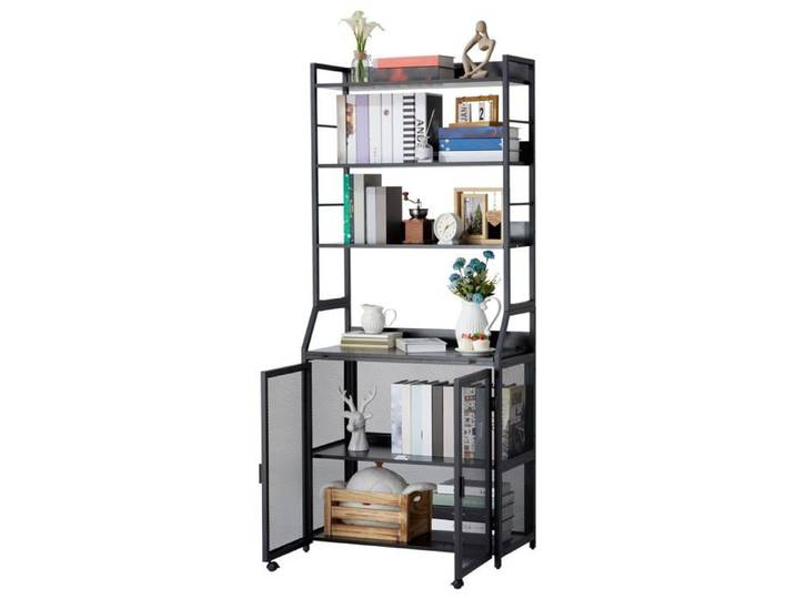 Etagère 2en1 bureau armoire industriel métal bois 23×9×71  noir salon bureau à domicile