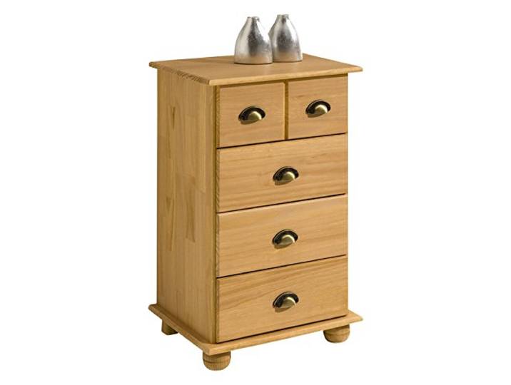 IDIMEX Schubladenkommode Colmar, Gebeizt - kleine Apothekerkommode mit 4 Schubladen, Muschelgriffe aus Metall, Kiefer Massivholz, schmales Schränkchen im Landhausstil