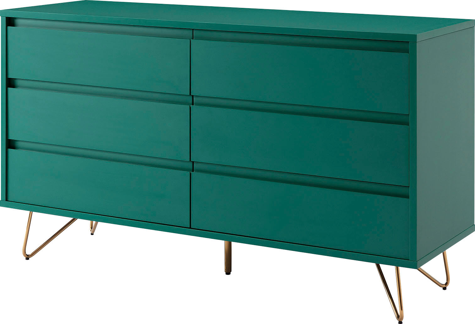 Kommode SALESFEVER "Bolton Design Sideboard mit Stauraum", grün (grün, gold), B:120cm H:70cm T:40cm, MDF, Metall, Sideboards, Kommode, Haarnadelbeine aus Metall mit Messinglegierung