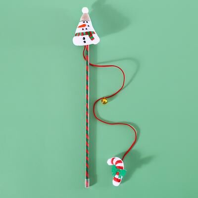 Perfect Picks Market Interactive Cat Toys Kitten With Bell, Santa Claus Snowman Elk Cat Toy, Christmas Cats Wand Supplies snowman
