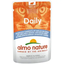 Almo Nature Daily Menu 70g Beutel Katzennassfutter Sparpaket 60 x 70 Gramm Kabeljau & Garnelen
