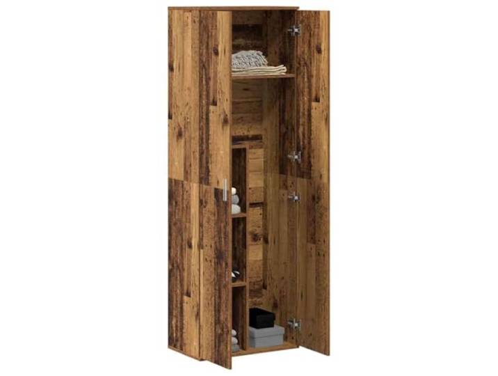 vidaXL Highboard 60 x 35 x 180 cm Holzwerkstoff Altholz Natürliche Oberfläche aus recyceltem Holz, Kommt mit einem Stauraumschrank und Regalen, Aus solidem recyceltem Holz für eine