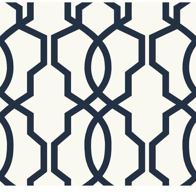 Inspired by Color Hourglass Trellis Navy Wallpaper