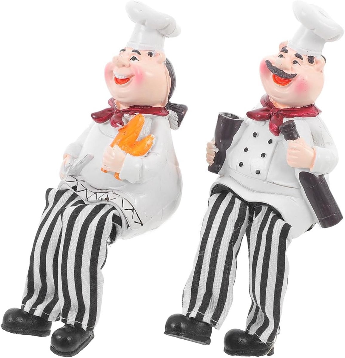 Set van 2 Decoratieve Chef Kookfiguren van Hars voor Keuken en Woondecoratie